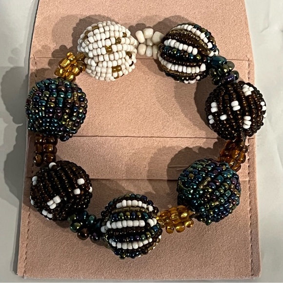 Seed Bead Ball Stretch Fall Color Bracelet Colorful Boho Bohemian - Picture 1 of 10